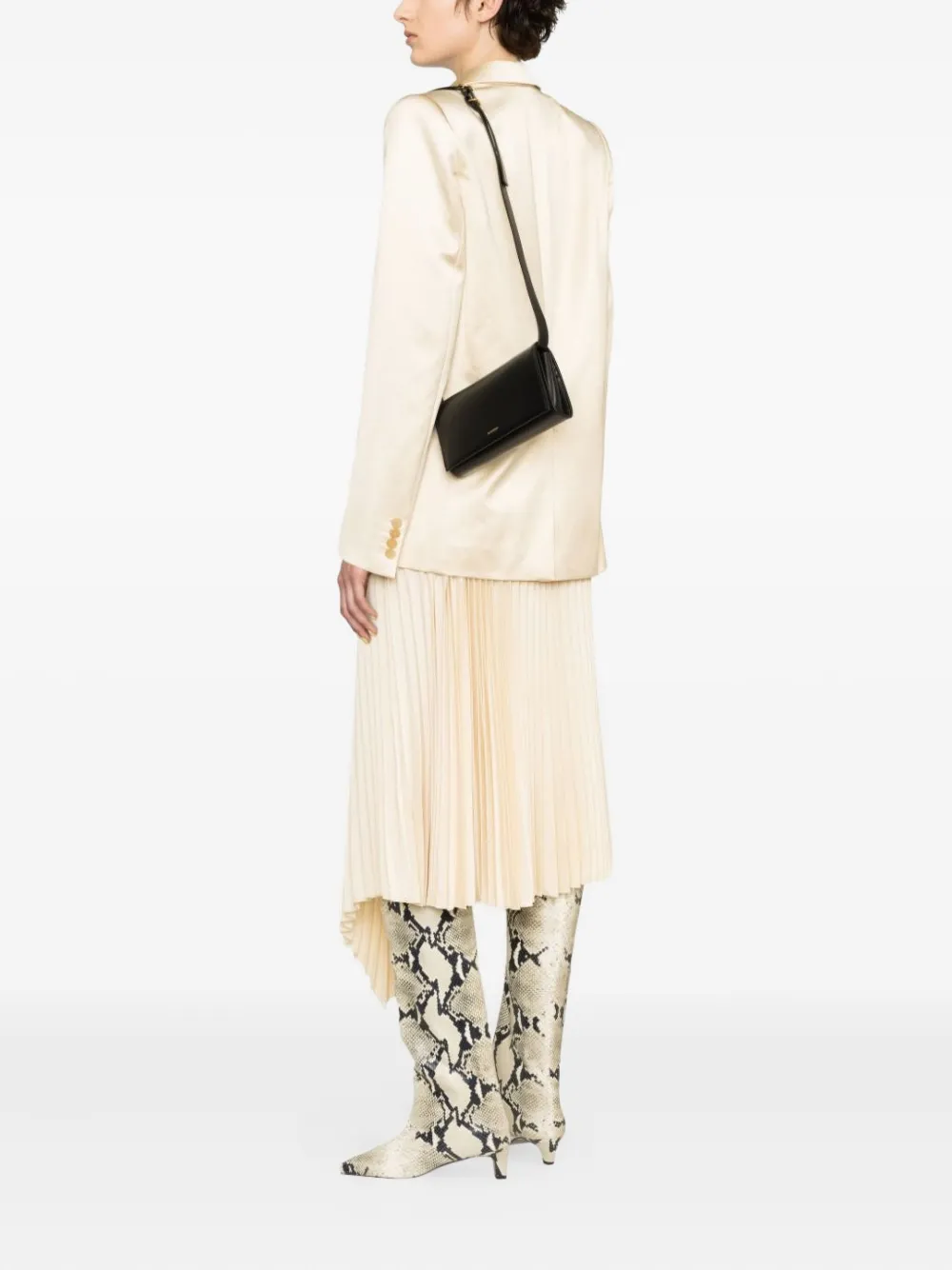Jil Sander Leren schoudertas met omslag Zwart
