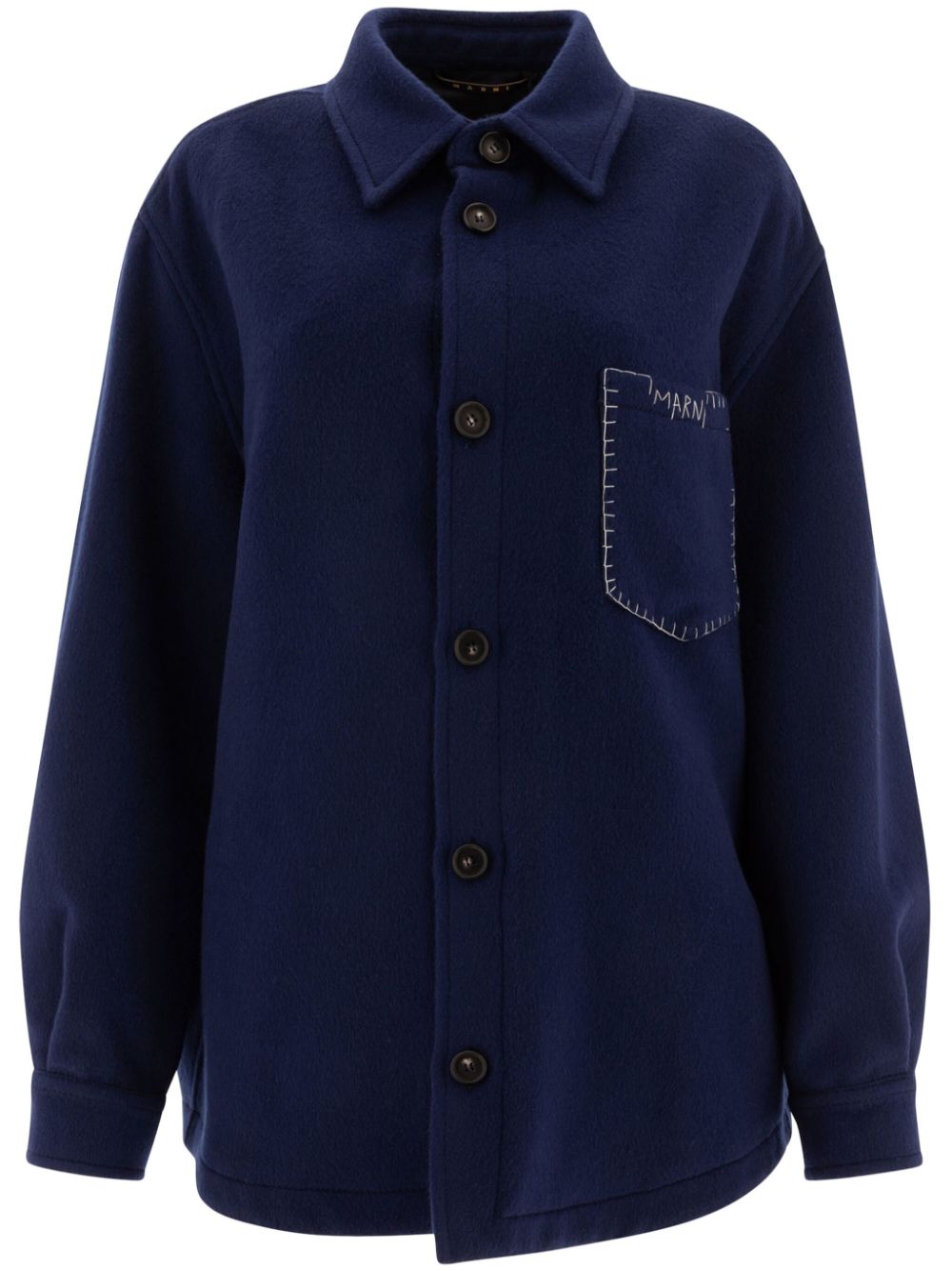 Marni Shirtjack met geborduurd logo Blauw