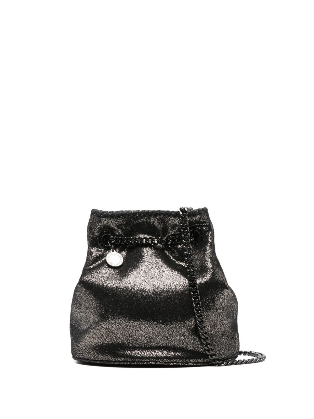 metallic bucket bag