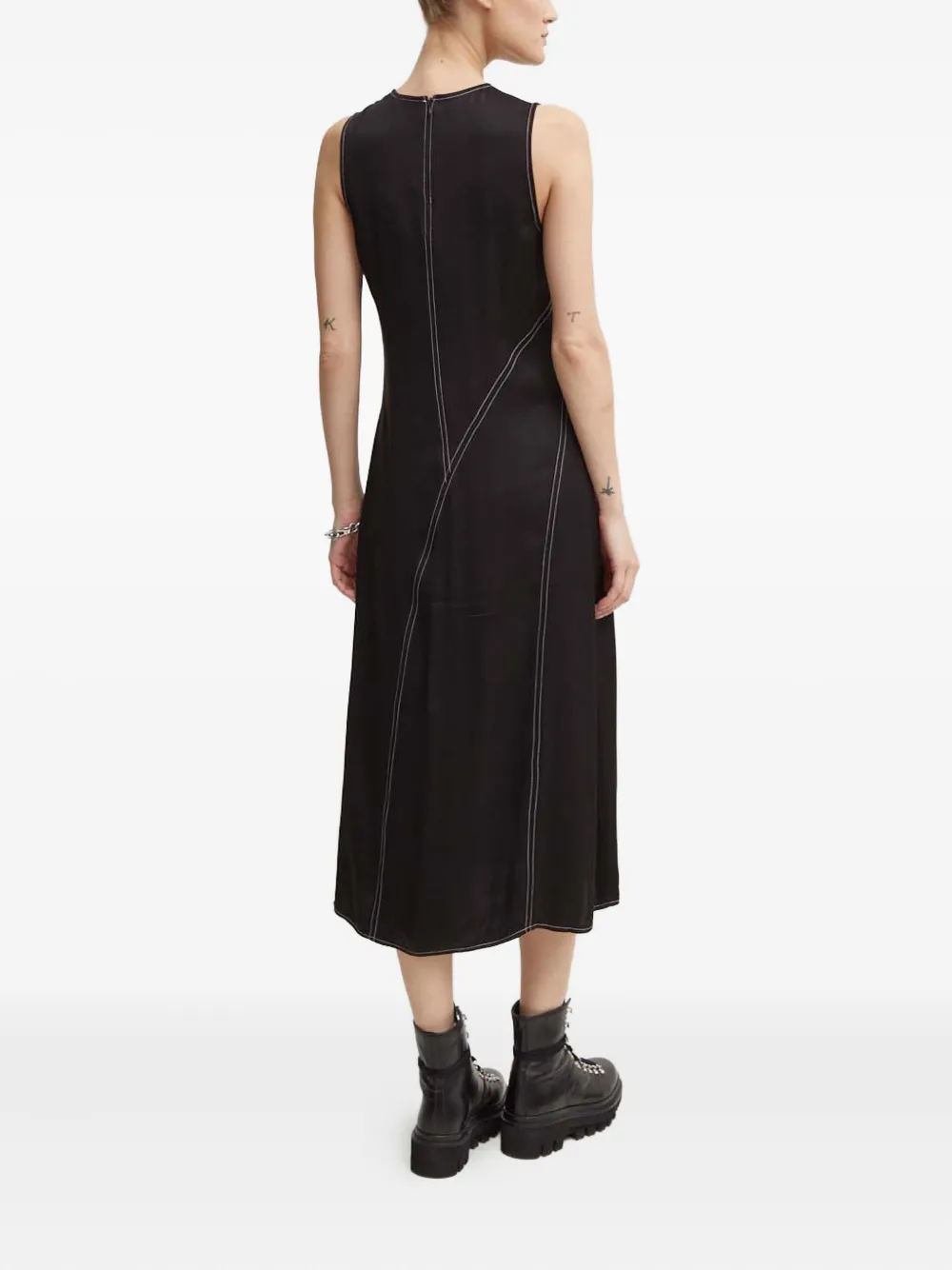 Day Birger Et Mikkelsen Becca Contrast-stitching Midi Dress In Black