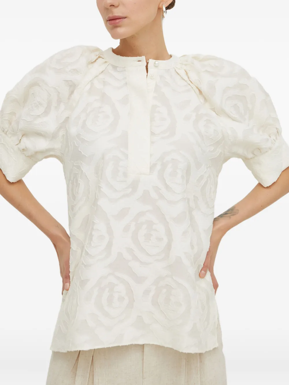 Day Birger Et Mikkelsen puff-sleeve buttoned top - Wit