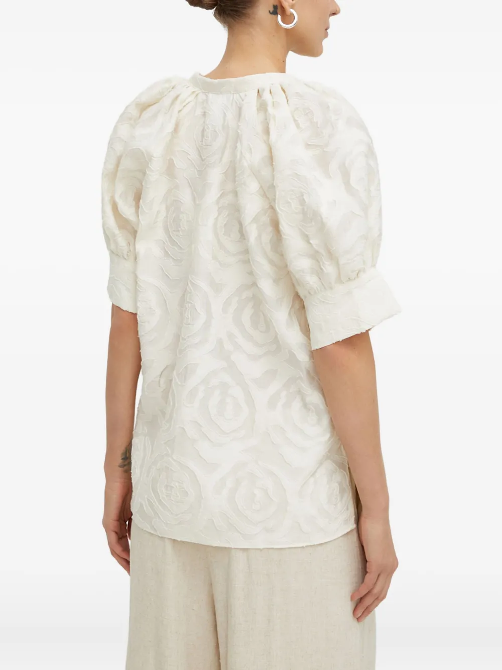 Day Birger Et Mikkelsen Puff-sleeve Buttoned Top In Neutral