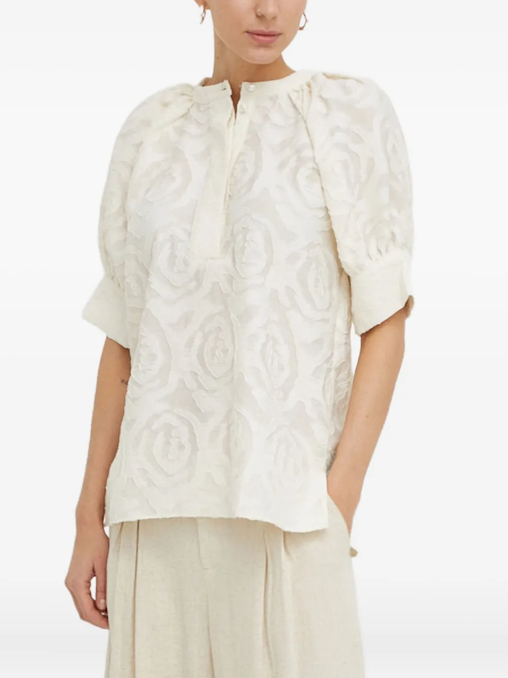 Day Birger Et Mikkelsen puff-sleeve buttoned top | White | Image 1