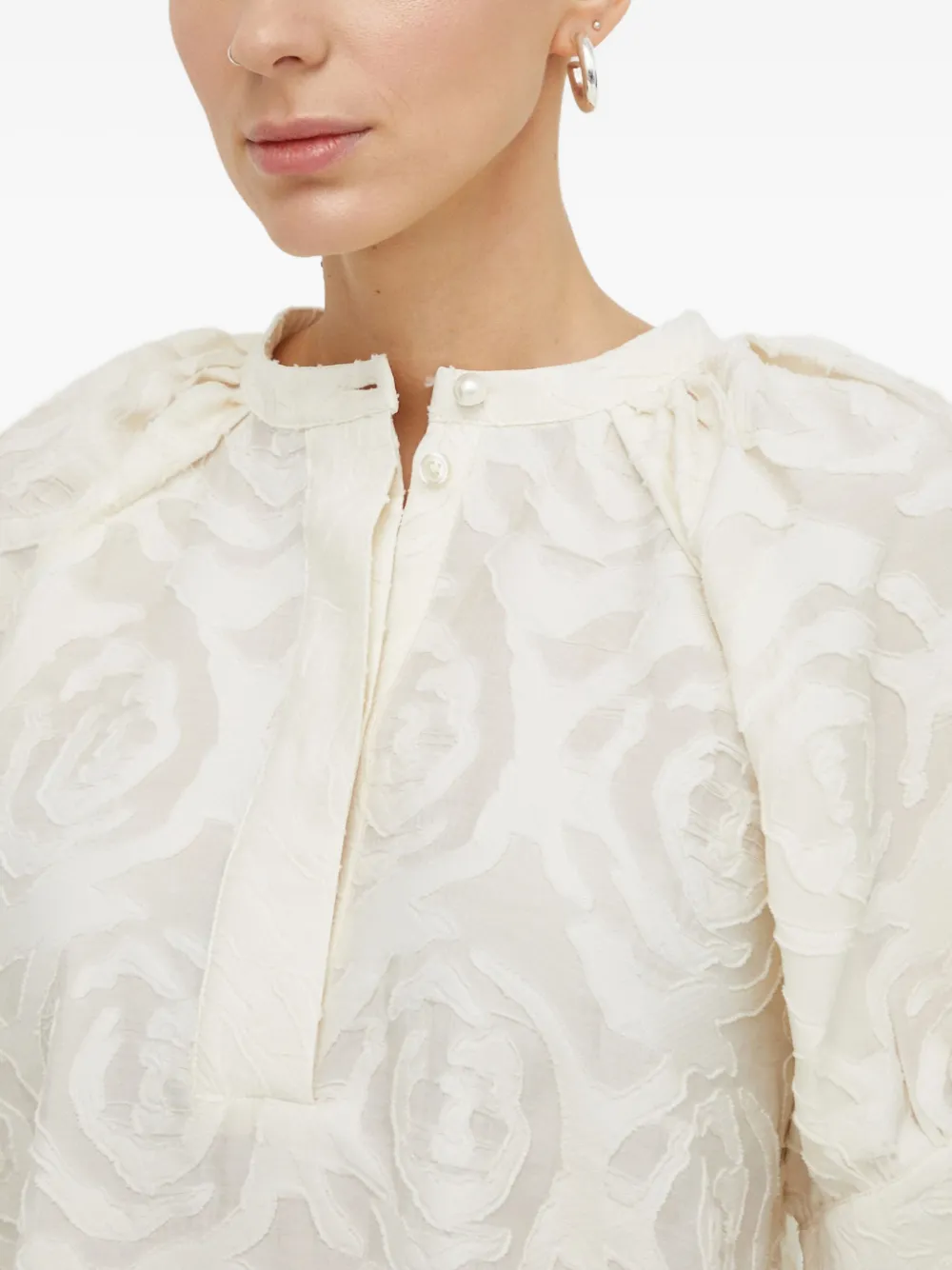 Day Birger Et Mikkelsen Puff-sleeve Buttoned Top In Neutral