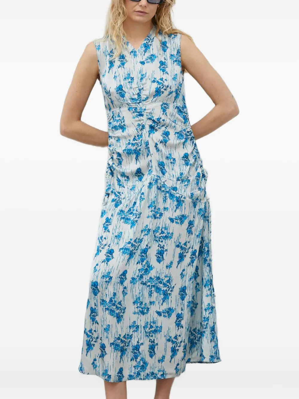 Day Birger Et Mikkelsen floral gathered midi dress | White | Image 1