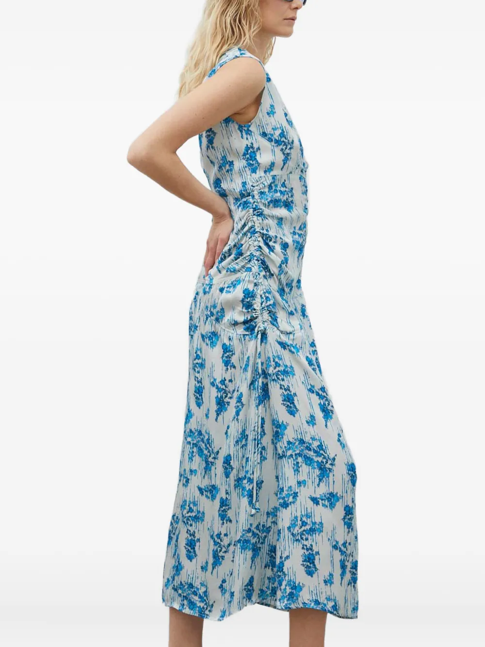 Day Birger Et Mikkelsen Floral Gathered Midi Dress In Blue
