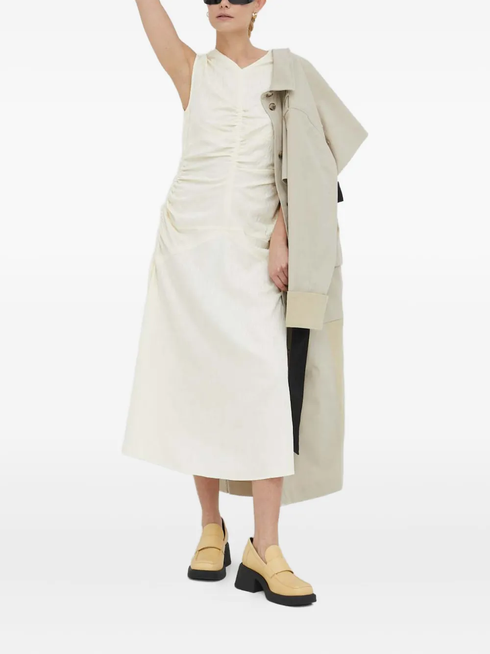 Day Birger Et Mikkelsen Gesmockte midi-jurk Wit