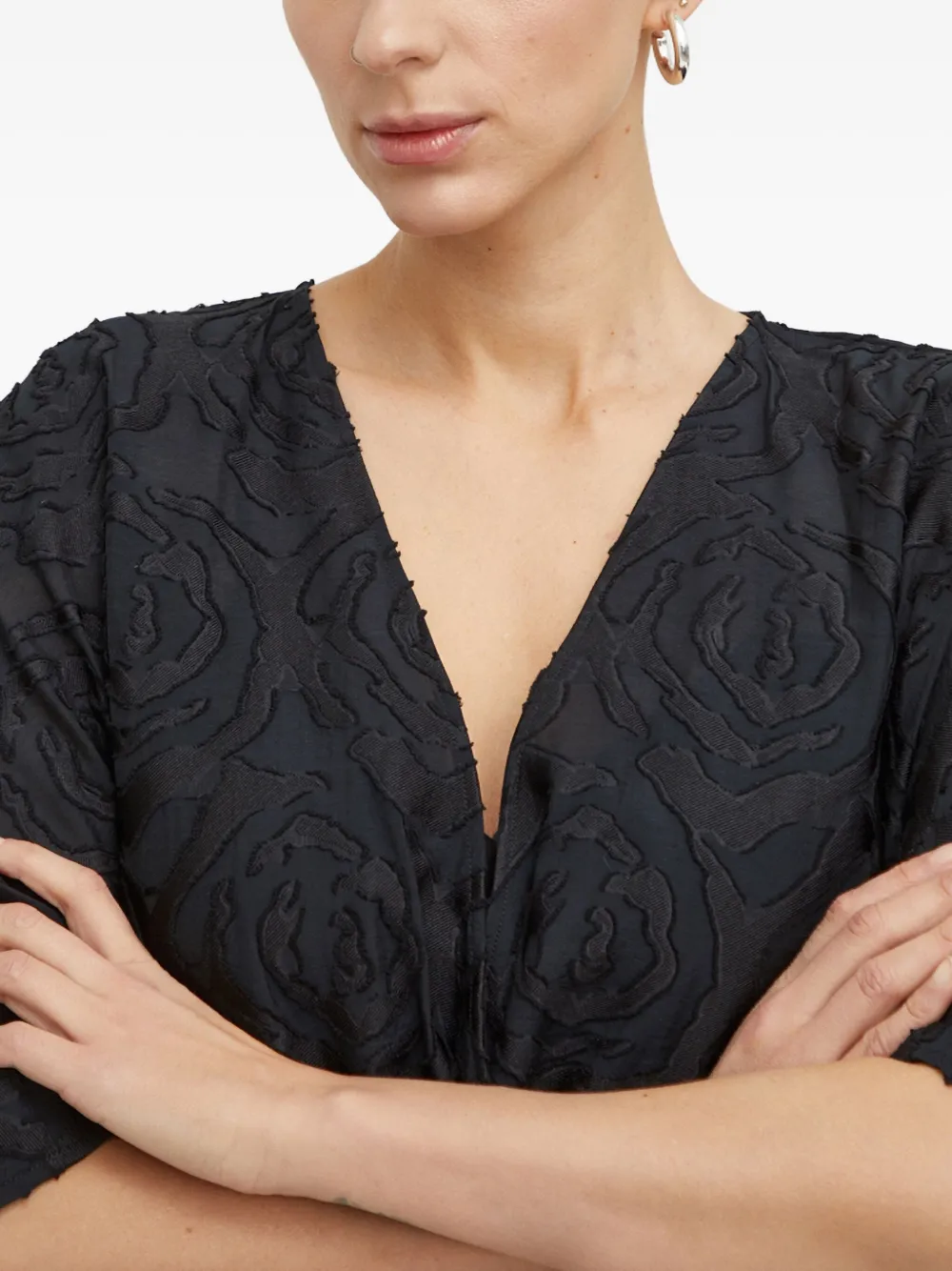 Day Birger Et Mikkelsen Midi-jurk met V-hals en bloemenpatroon Zwart