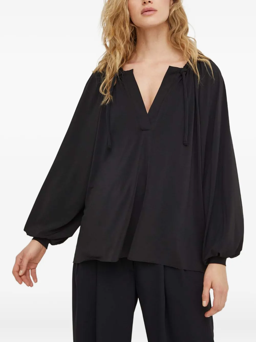 Day Birger Et Mikkelsen V-neck tie blouse - Zwart