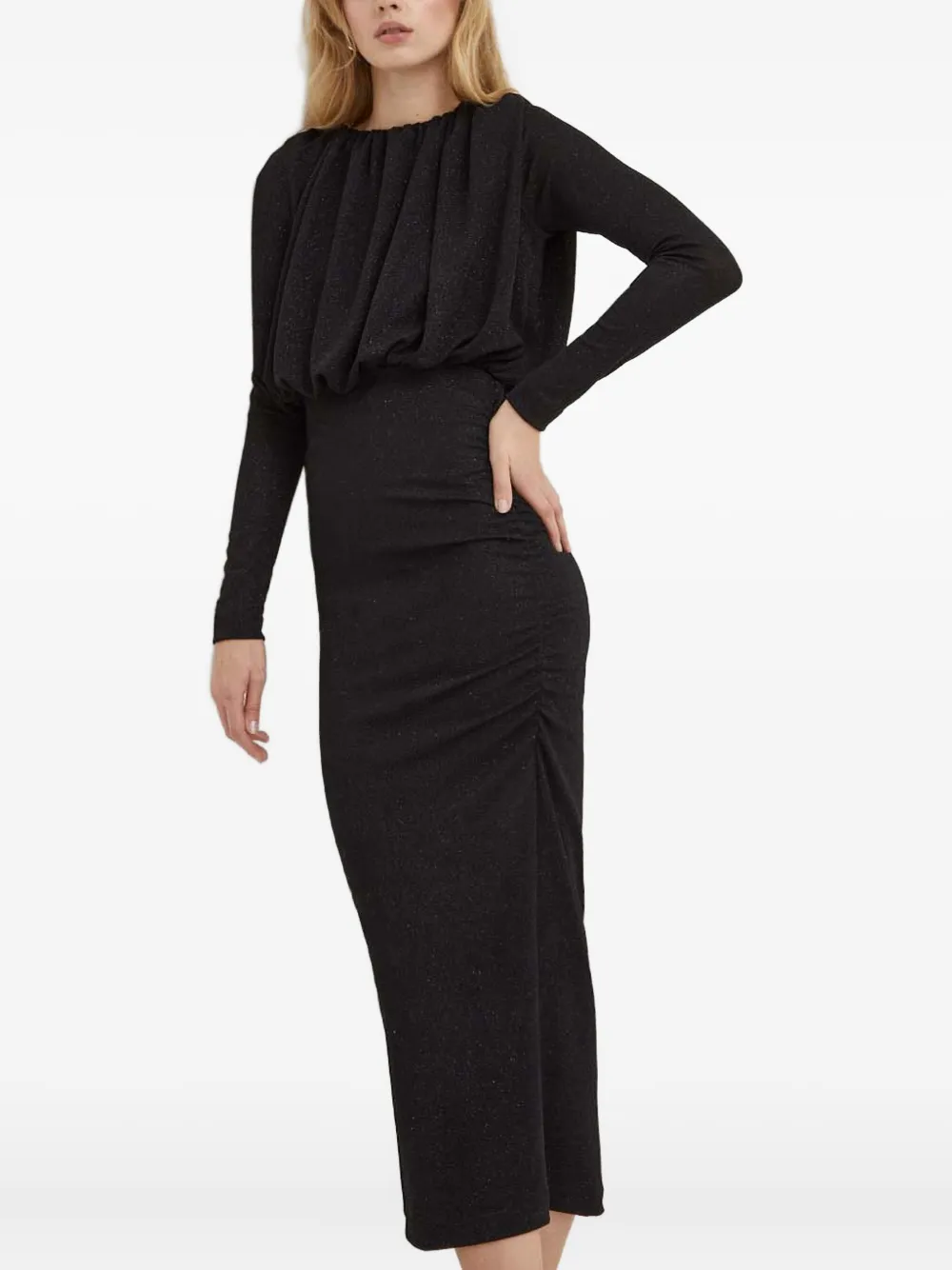 Day Birger Et Mikkelsen Long-sleeved Gathered Maxi Dress In Black