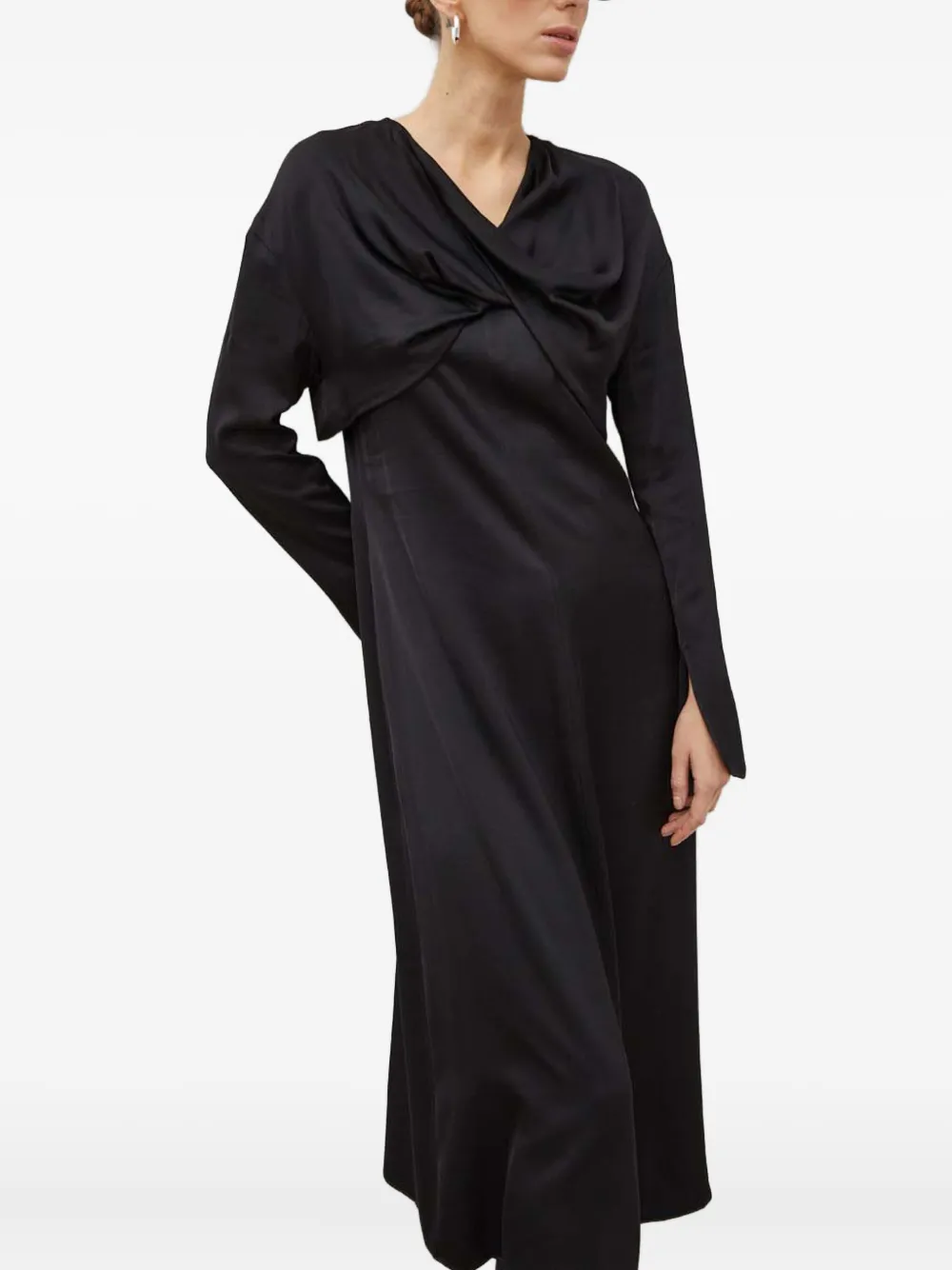 Day Birger Et Mikkelsen Gedraaide midi-jurk met lange mouwen Zwart