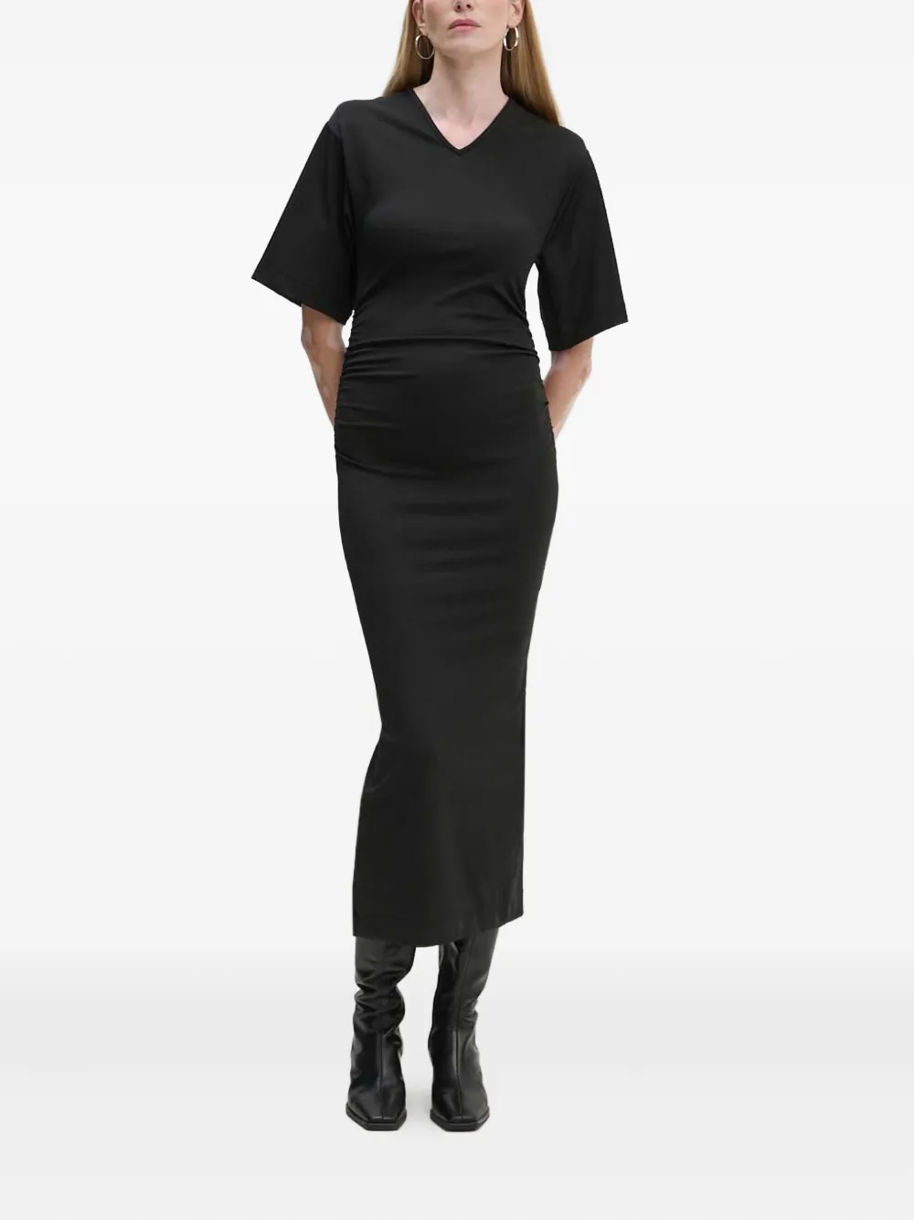 Day Birger Et Mikkelsen v-neck ruched maxi dress | Black | Image 1