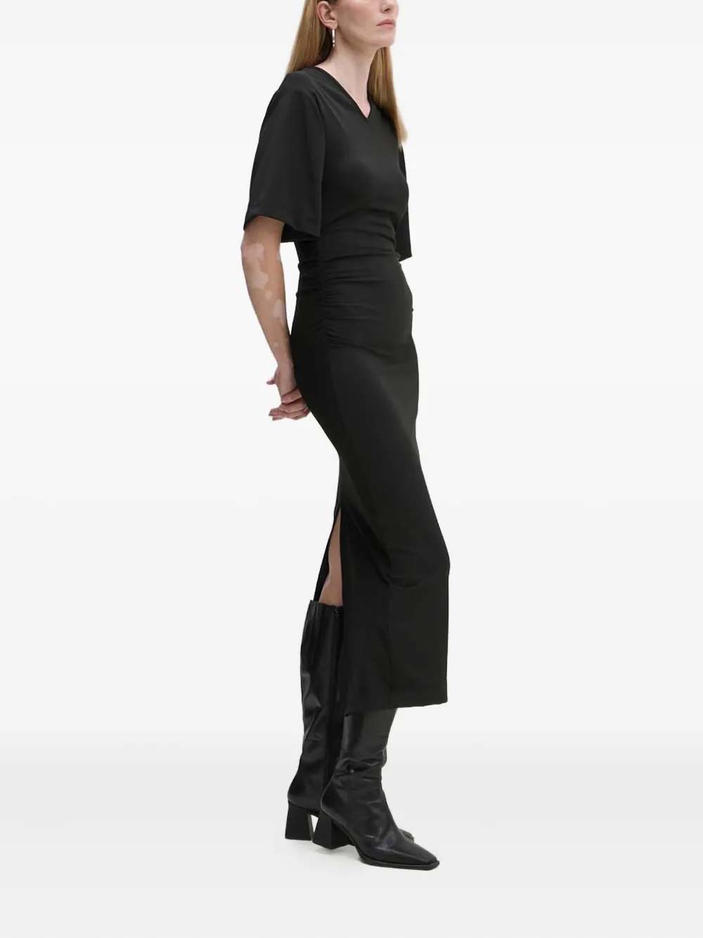 Day Birger Et Mikkelsen v-neck ruched maxi dress - Zwart