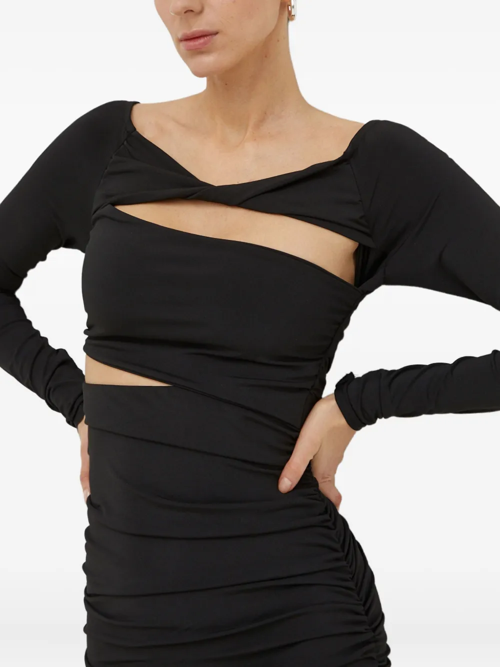 Day Birger Et Mikkelsen Varga midi-jurk met ruches en uitgesneden details Zwart