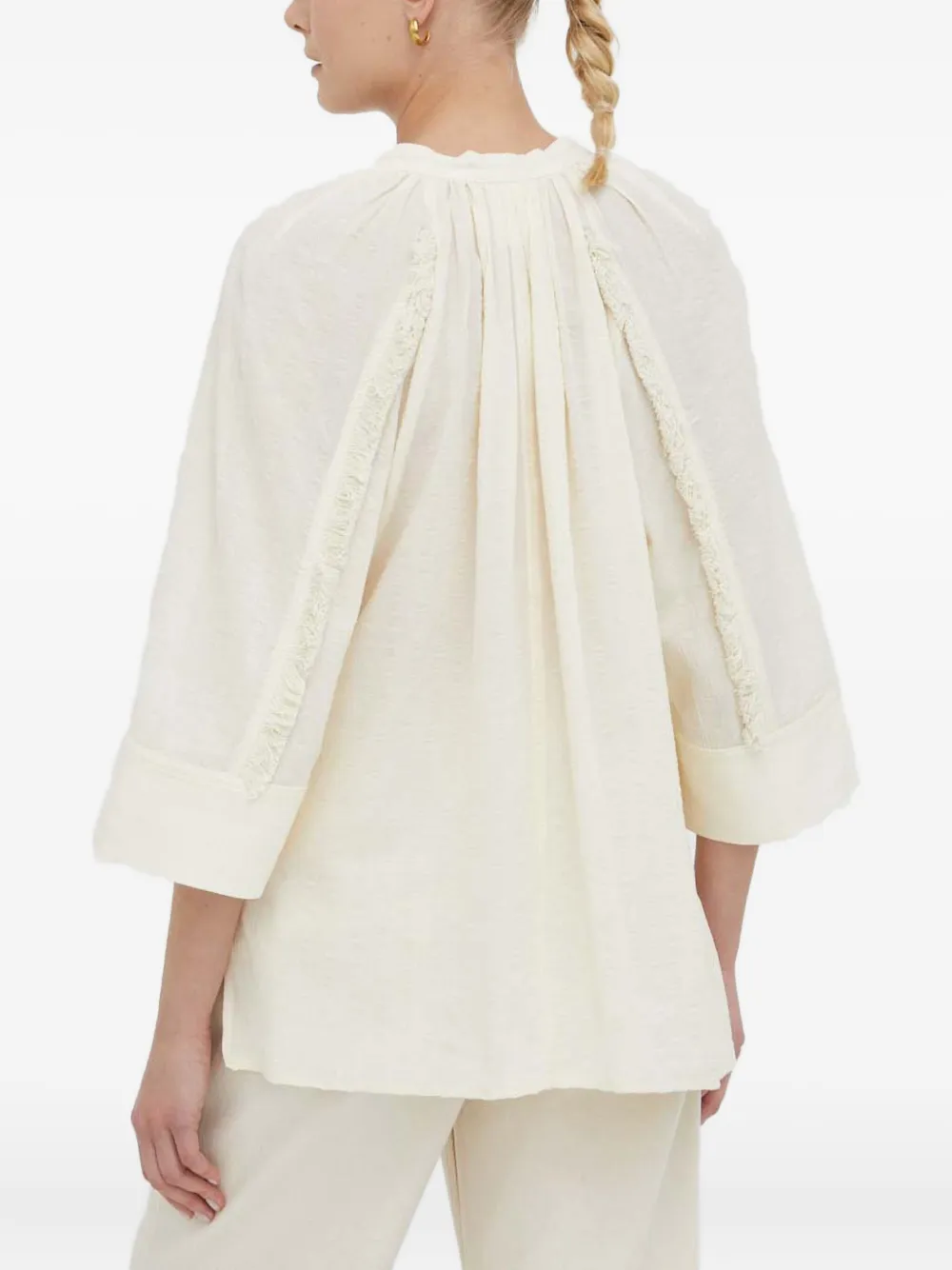 Day Birger Et Mikkelsen Fringe V-neck Blouse In White