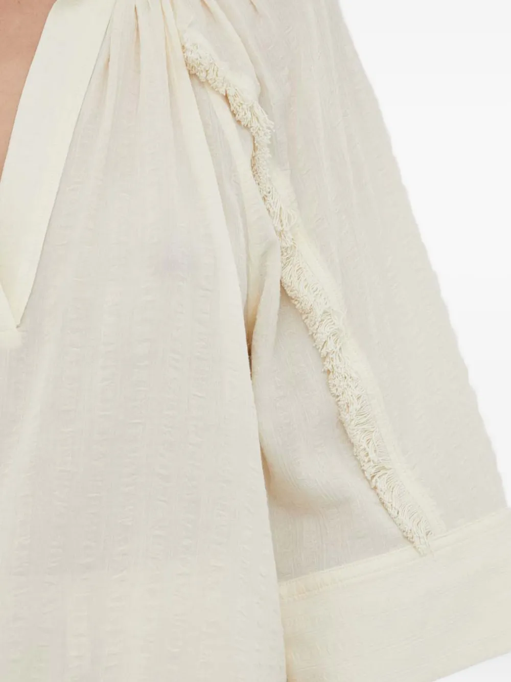 Day Birger Et Mikkelsen Fringe V-neck Blouse In White