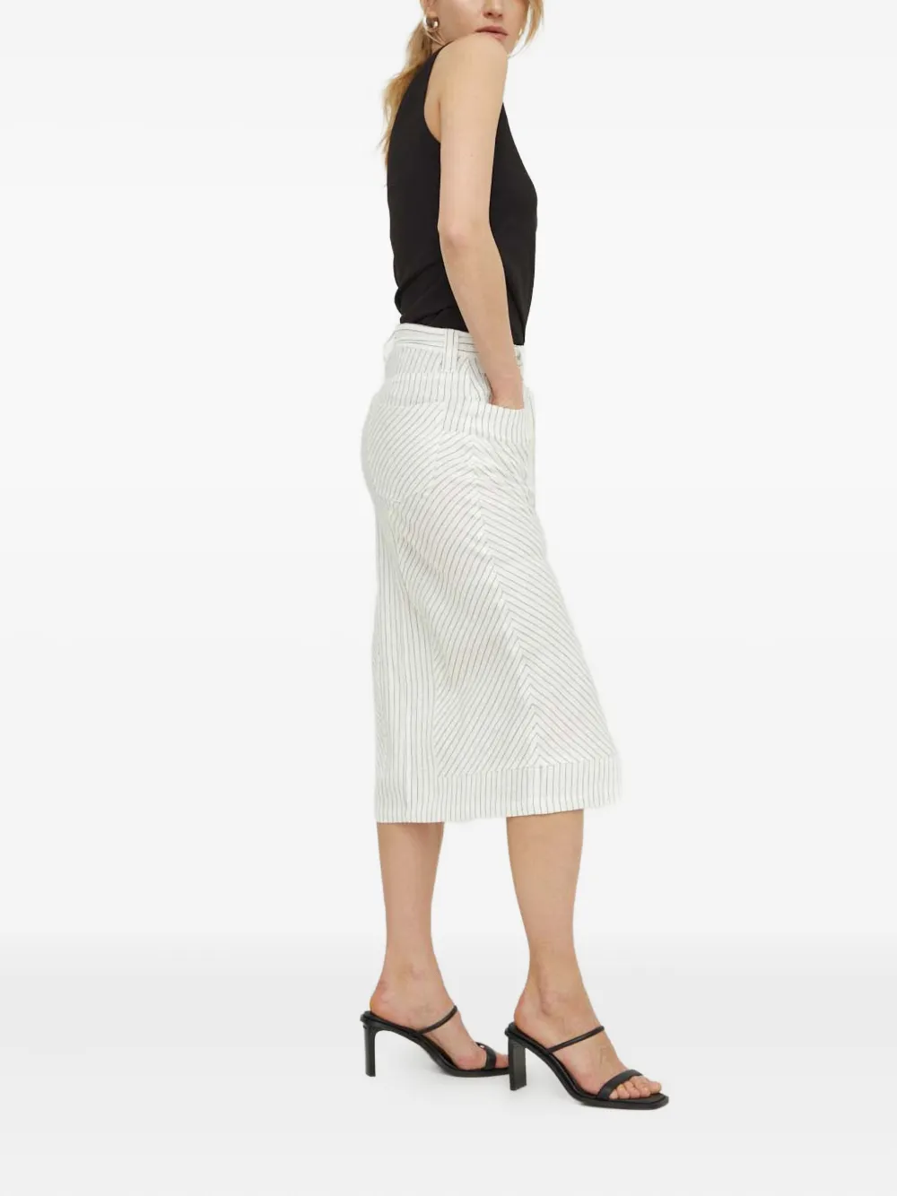 Day Birger Et Mikkelsen Striped Tie Midi Skirt In White