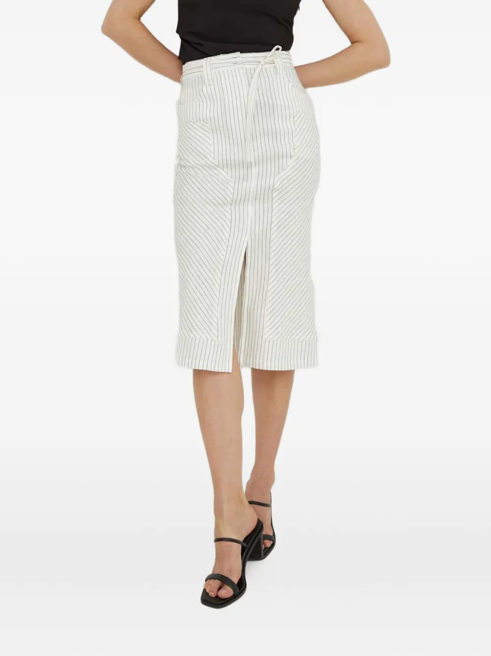 Day Birger Et Mikkelsen Striped Tie Midi Skirt In White