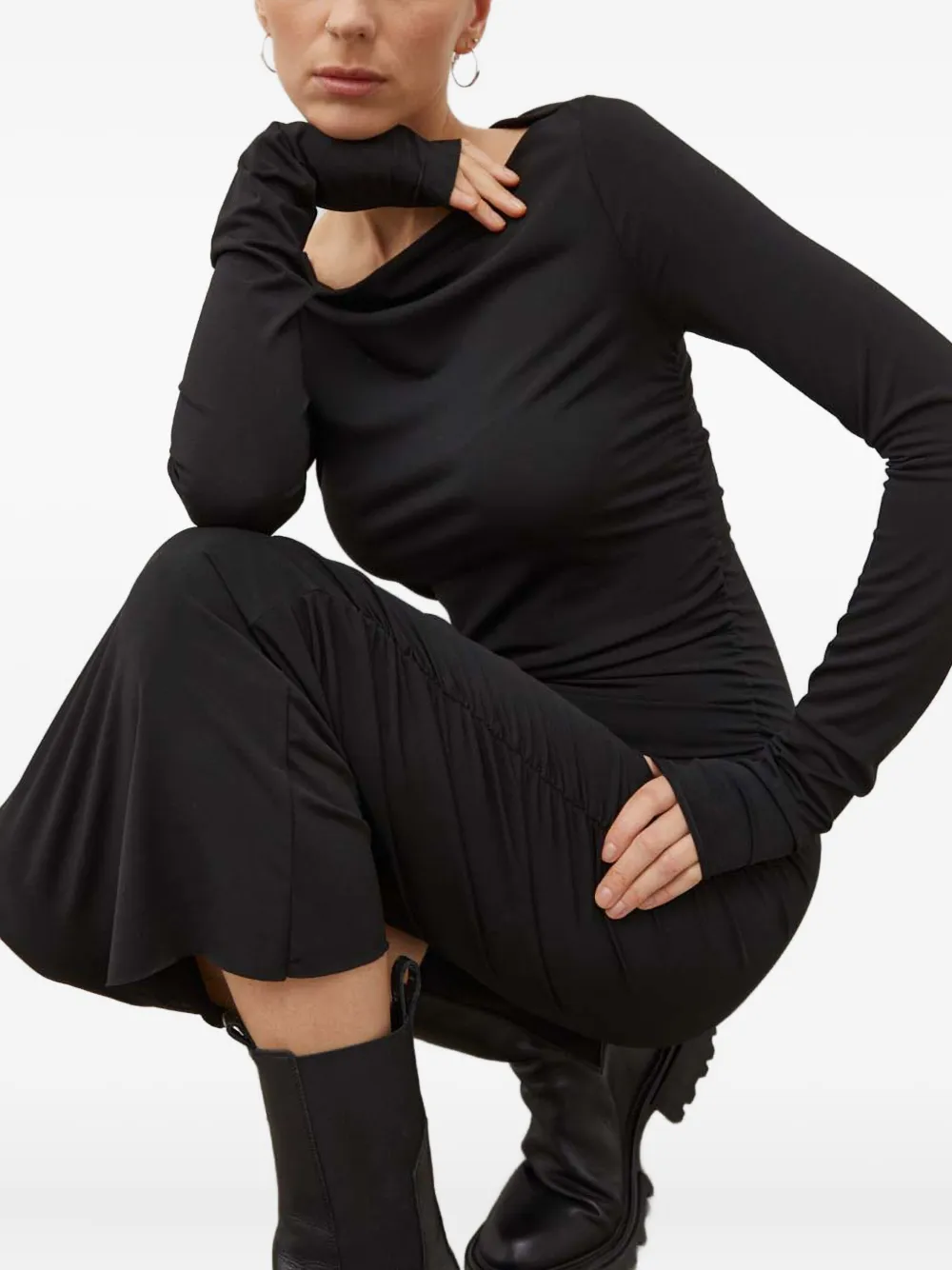 Day Birger Et Mikkelsen Gesmockte jurk met lange mouwen Zwart