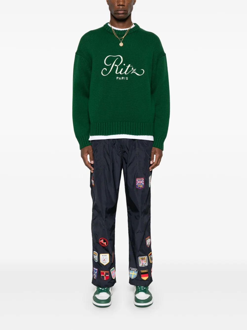 FRAME Trui met geborduurd logo Groen