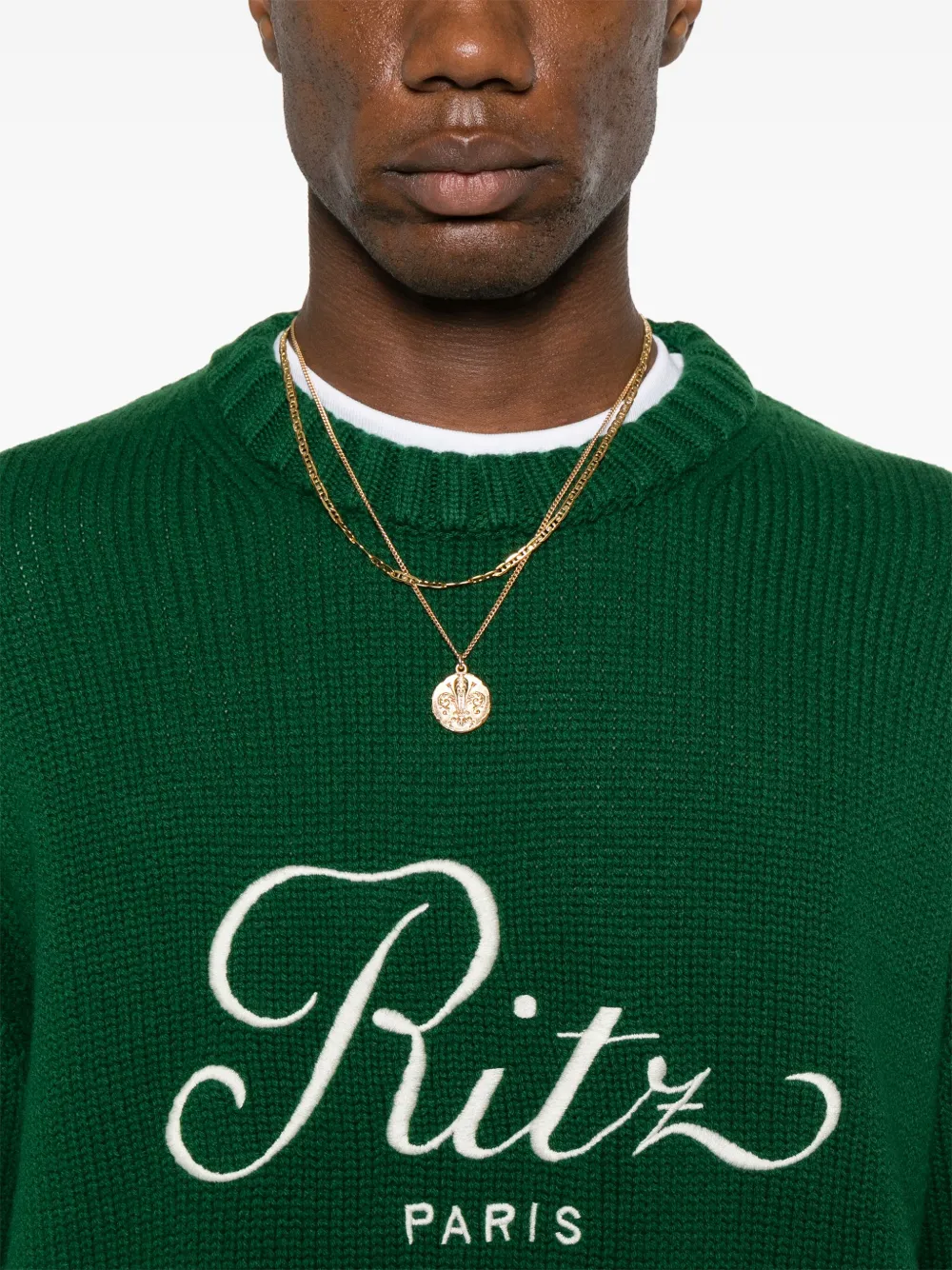 FRAME Trui met geborduurd logo Groen