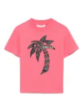Palm Angels Kids Surf Palm-print T-shirt - Pink