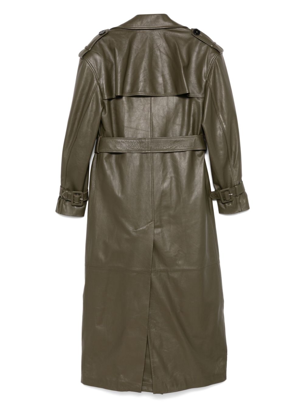 Manokhi Leren trenchcoat - Groen