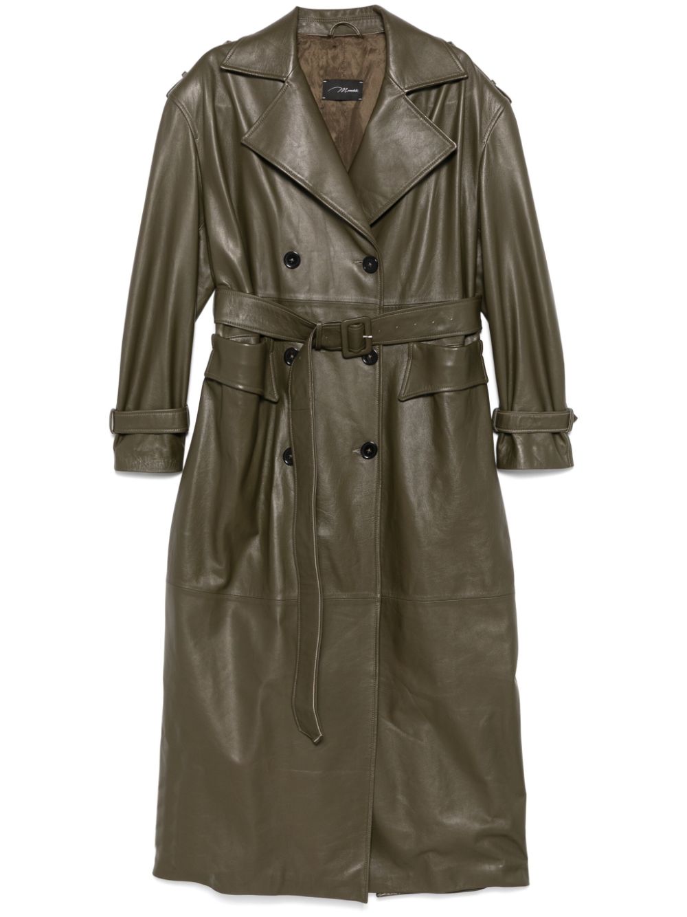 Manokhi Leren trenchcoat Groen