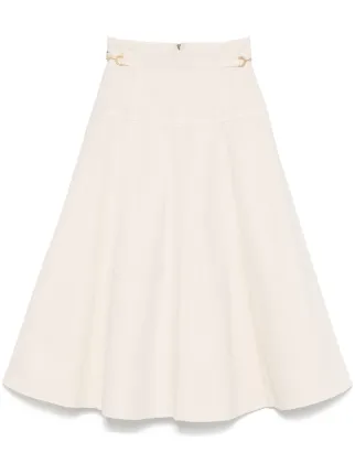 送料込/関税込■Ulla Johnson■Brigette プリーツミディスカート The Brigette Skirt - Cowrie White Denim Jean Midi Skirt
