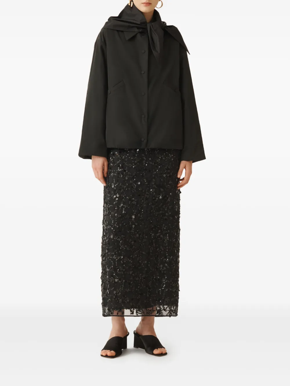 Fabiana Filippi detachable-foulard taffeta jacket - Zwart