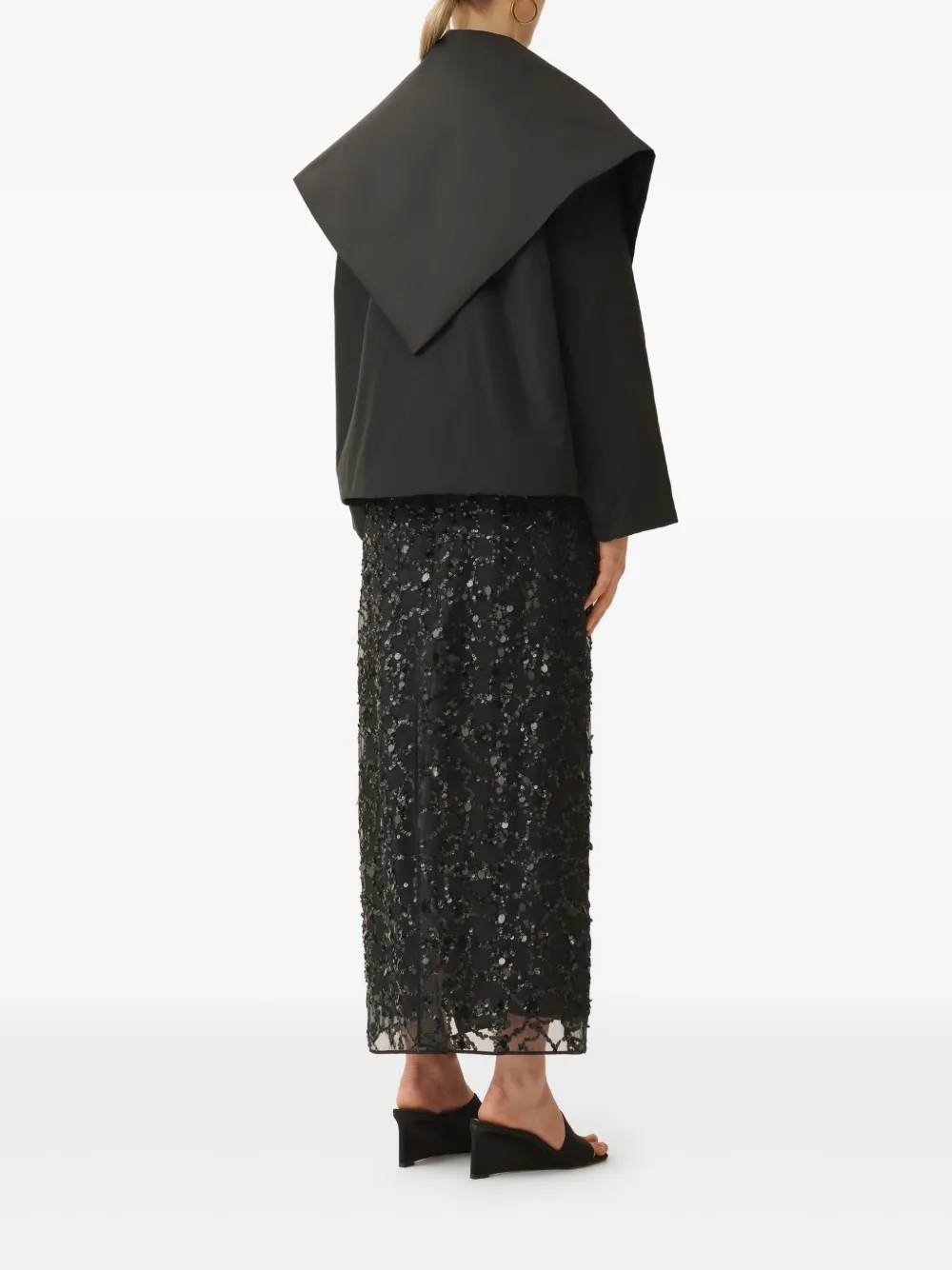 Fabiana Filippi Taffeta jack met afneembare foulard Zwart