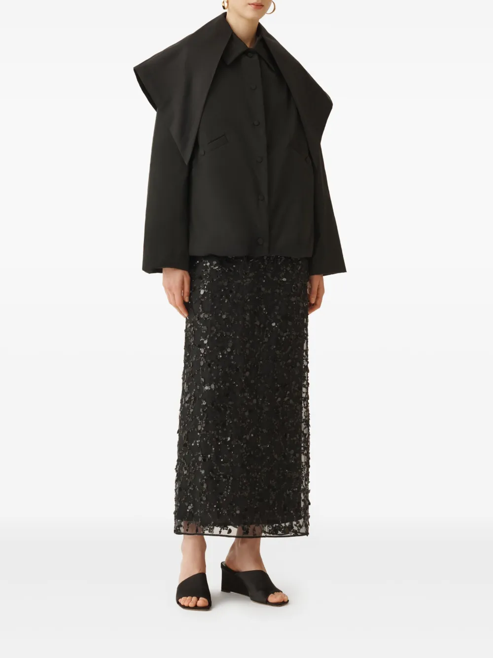 Fabiana Filippi Taffeta jack met afneembare foulard Zwart