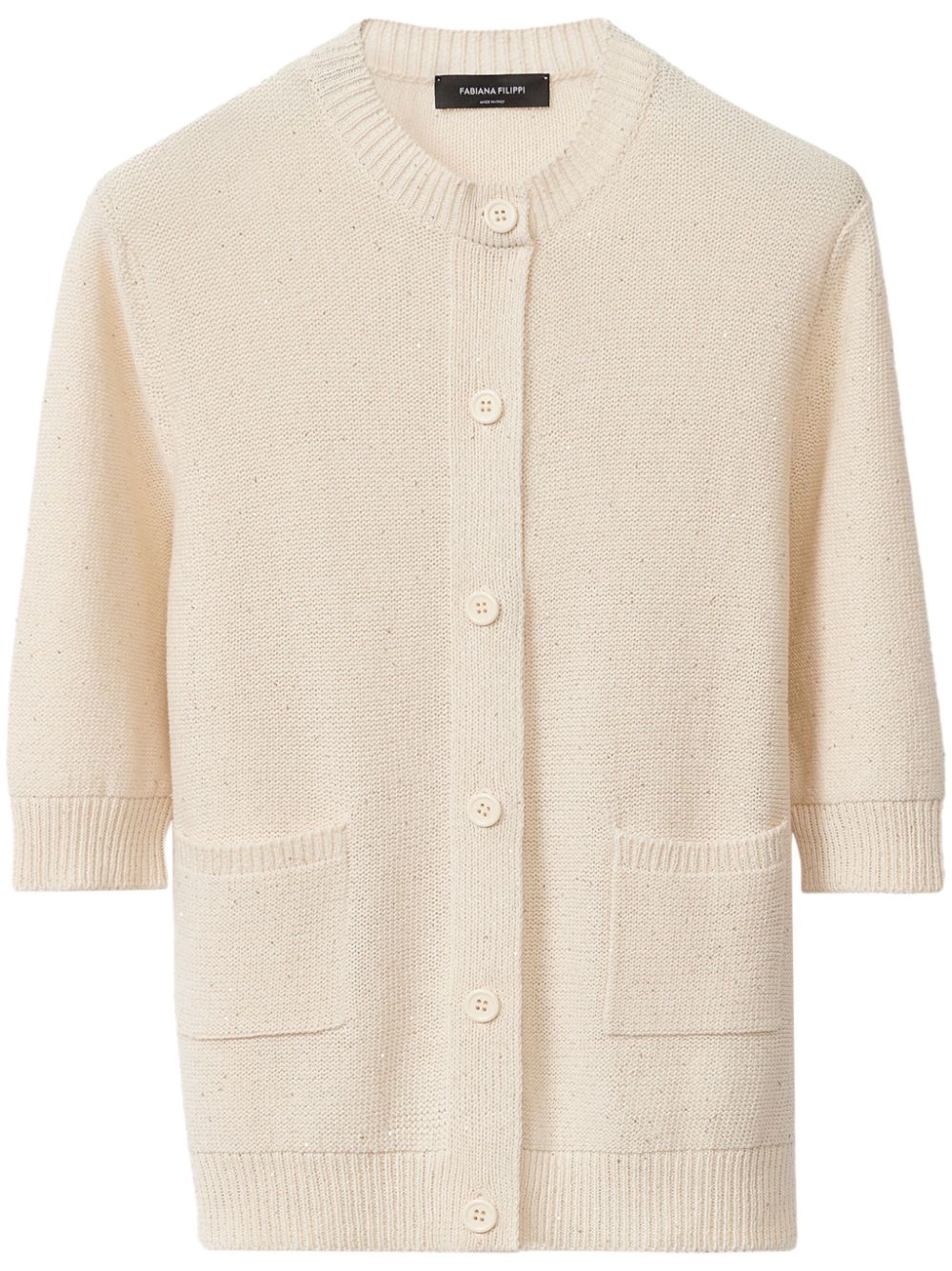 three-quarter-sleeved cardigan