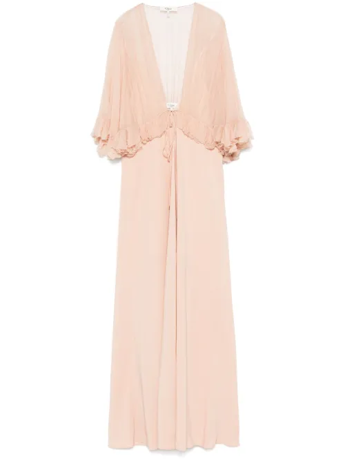 Chloé robe longue à col v - Rose - Chloé - Modalova