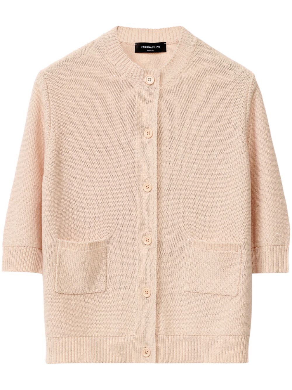 three-quarter-sleeved cardigan