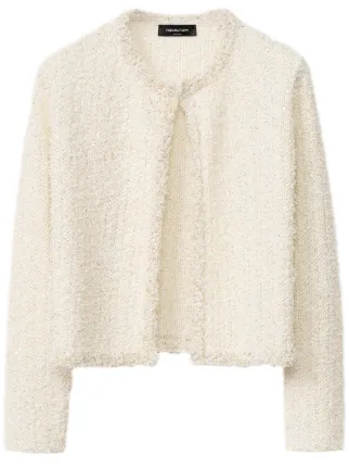★美品★ FABIANA FILIPPI イタリア製 ニット ジャケット S 美品 ファビアナフィリッピ コットンニットジャケット グレージュ