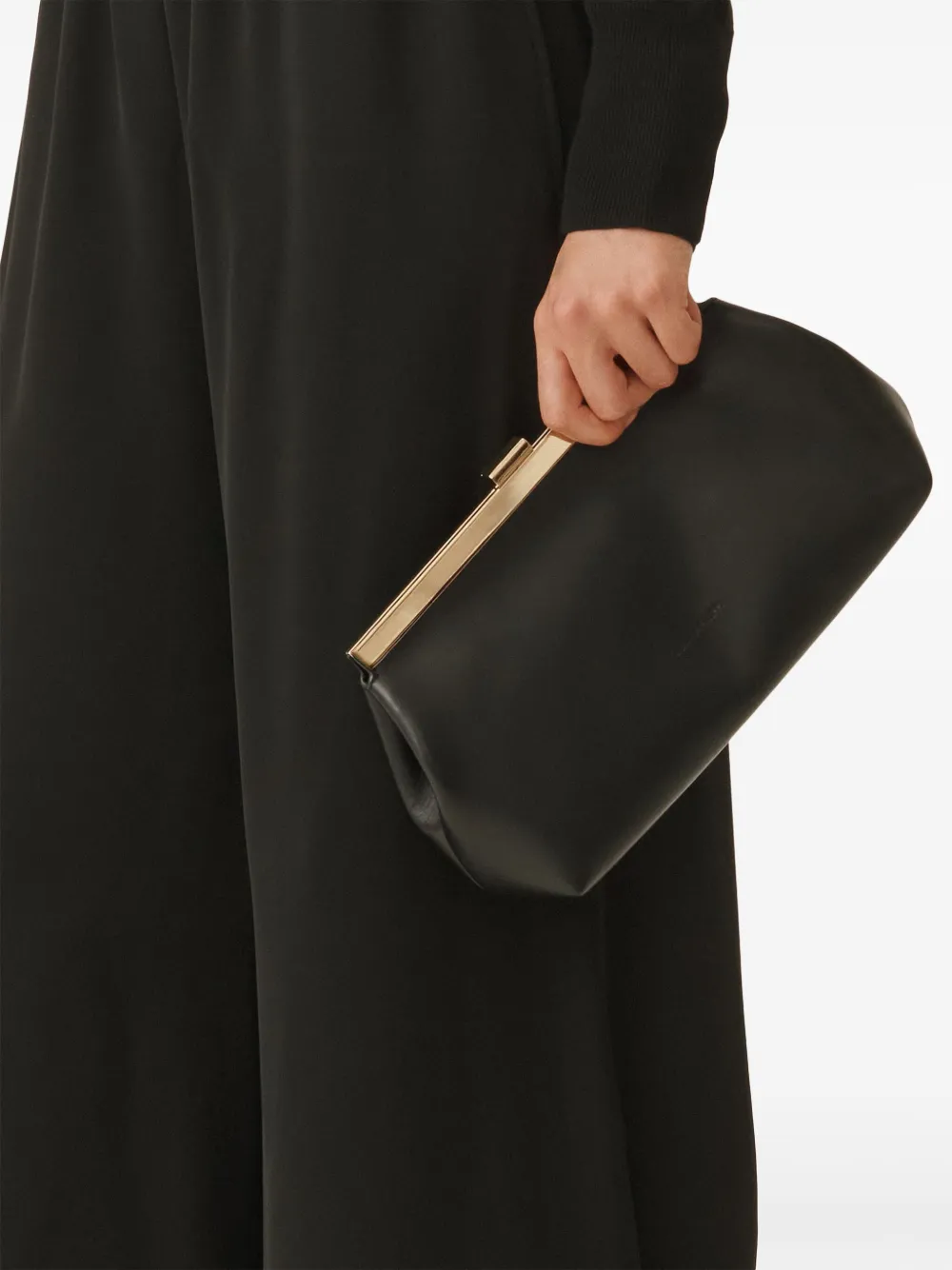 Fabiana Filippi Clutch van nappa leer - Zwart