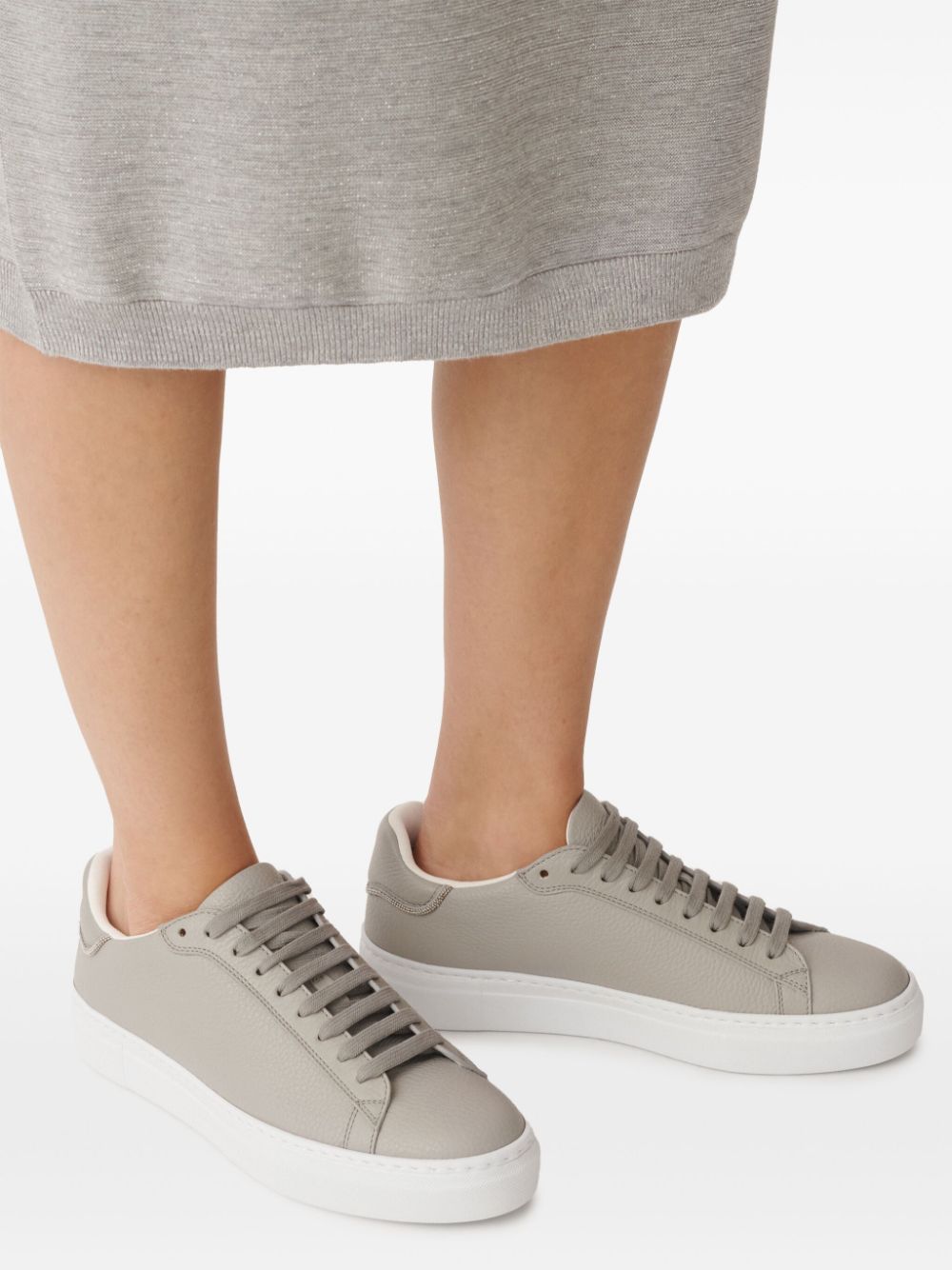 Fabiana Filippi leather lace-up sneakers Grey