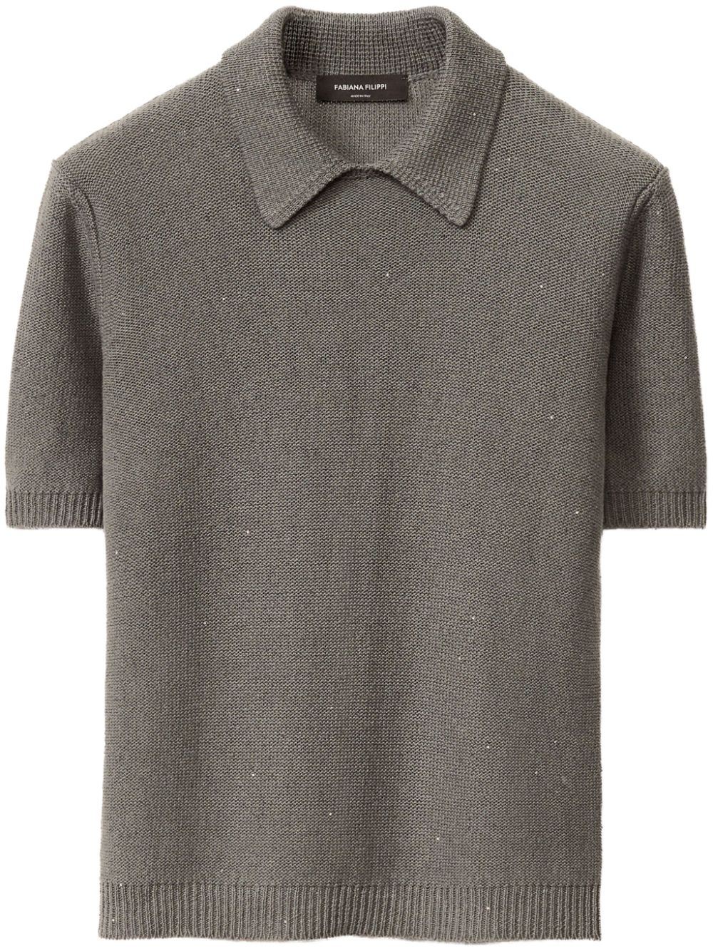 Fabiana Filippi fine-knit polo top - Grey