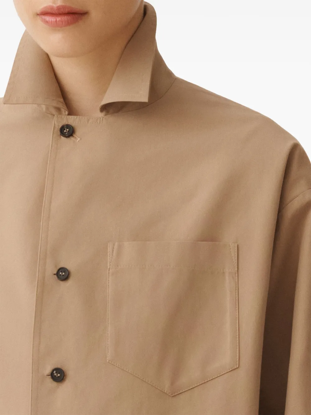 Shop Fabiana Filippi Cotton Cropped Jacket In 褐色