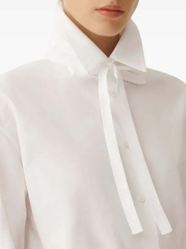 [FABIANA FILIPPI]オプティカルホワイトとリードのシャツドレス Fabiana Filippi beaded-trim Poplin Shirt | White | FARFETCH JO