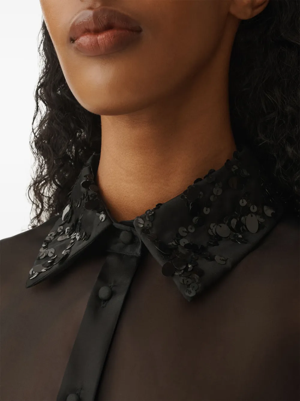 Fabiana Filippi Organza blouse met pailletten Zwart