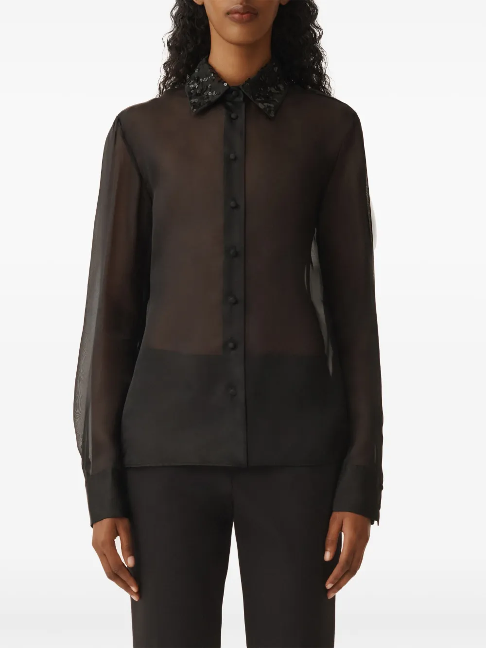 Fabiana Filippi Organza blouse met pailletten Zwart
