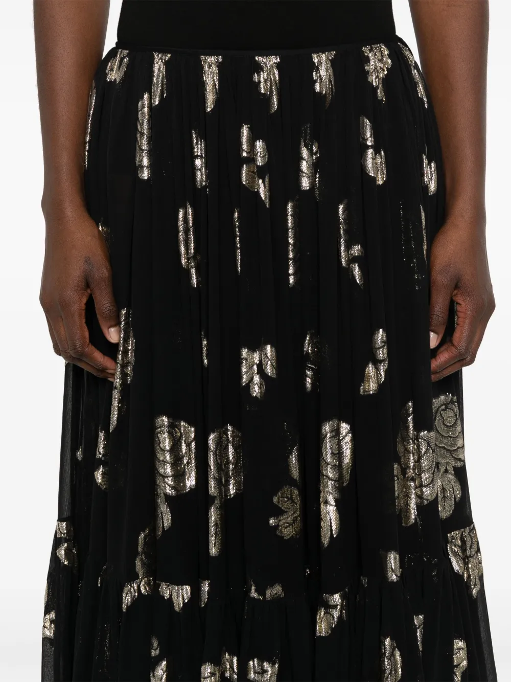 Shop Chloé Floral-jacquard Maxi Skirt In Black