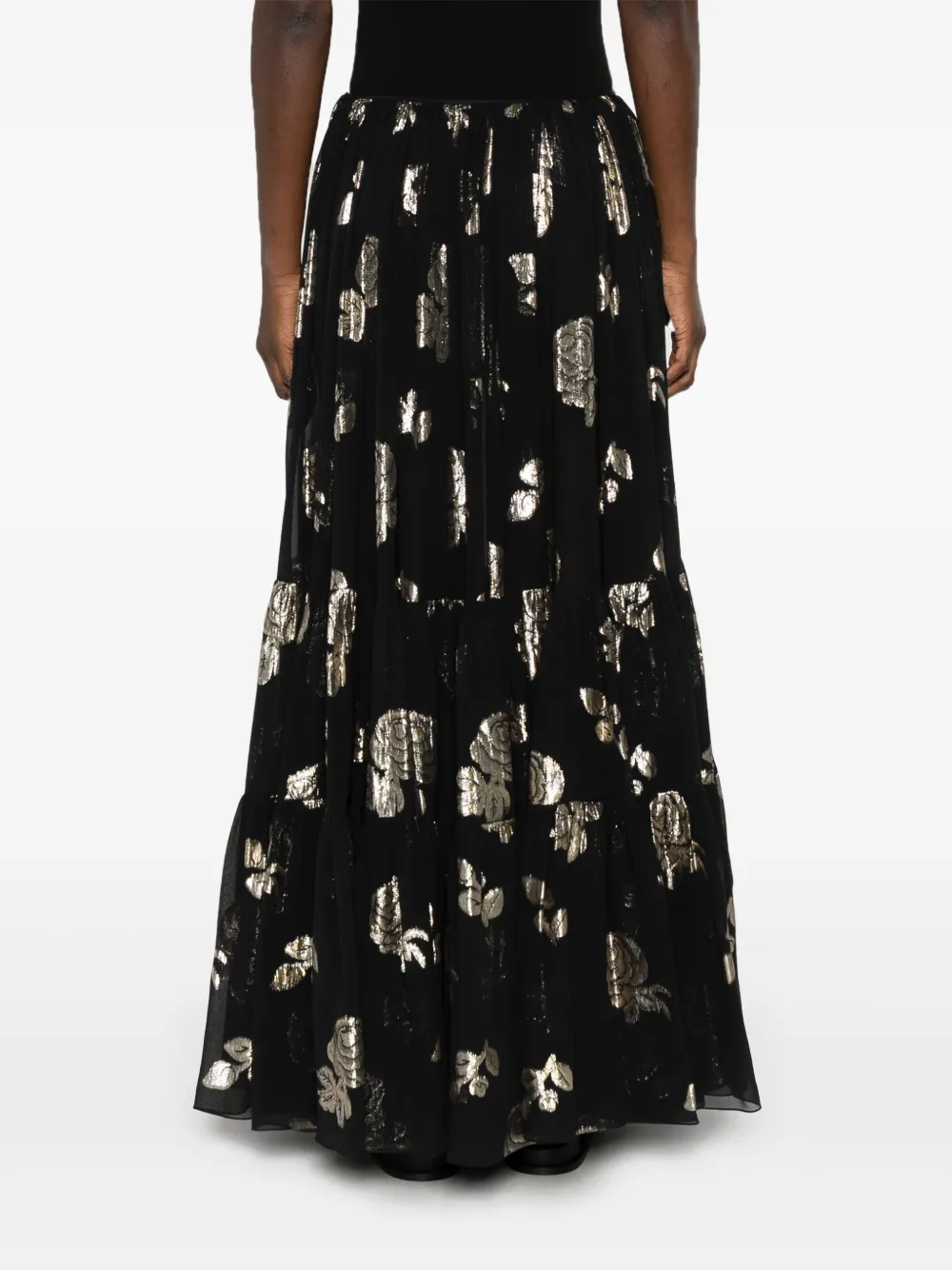 Shop Chloé Floral-jacquard Maxi Skirt In Black