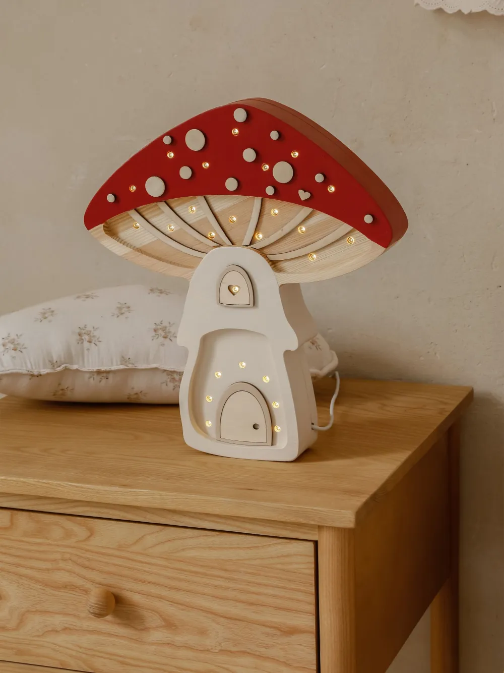 Little Lights Mushroom House Lamp In Red