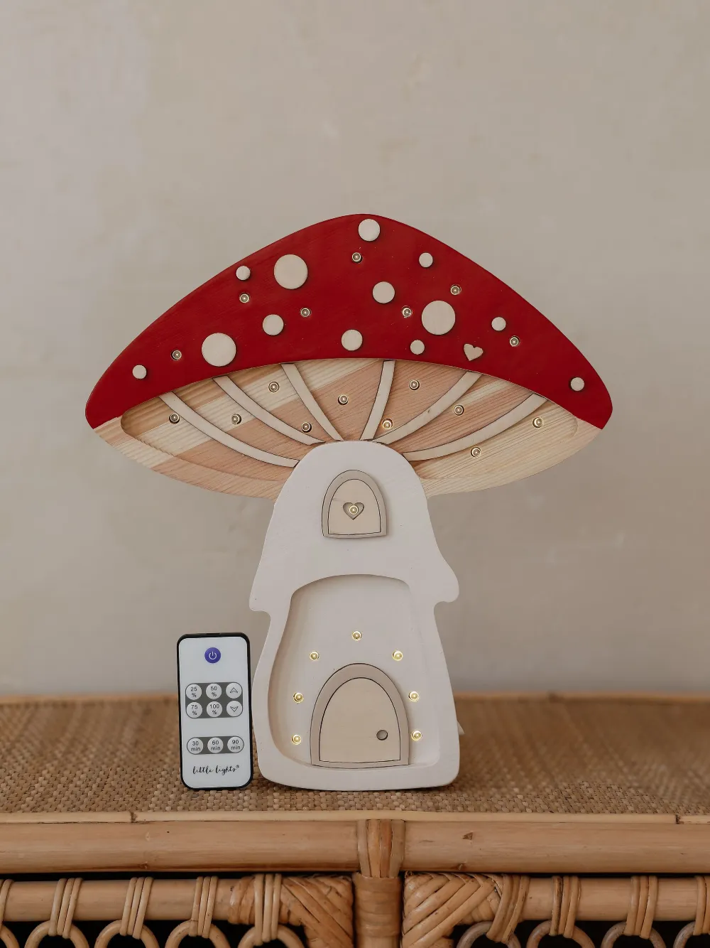 Little Lights Mushroom House Lamp In Red