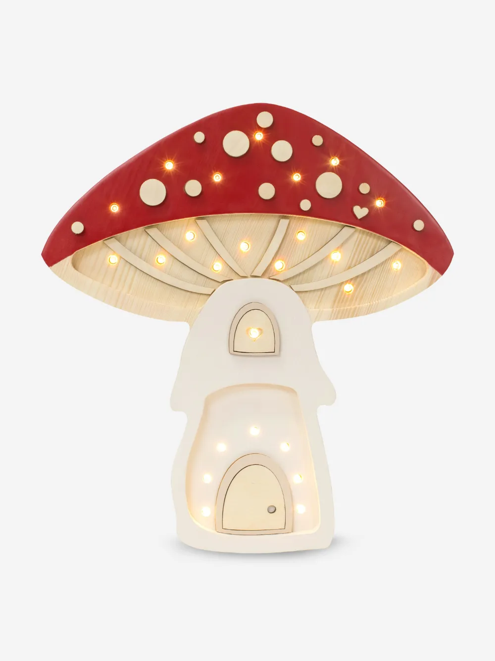Little Lights Mushroom House Lamp In Red
