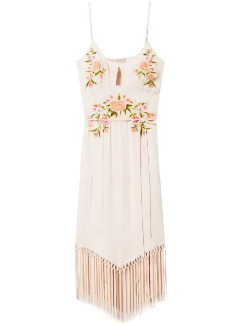 Robe mi-longue à fleurs brodées - TWINSET - Modalova
