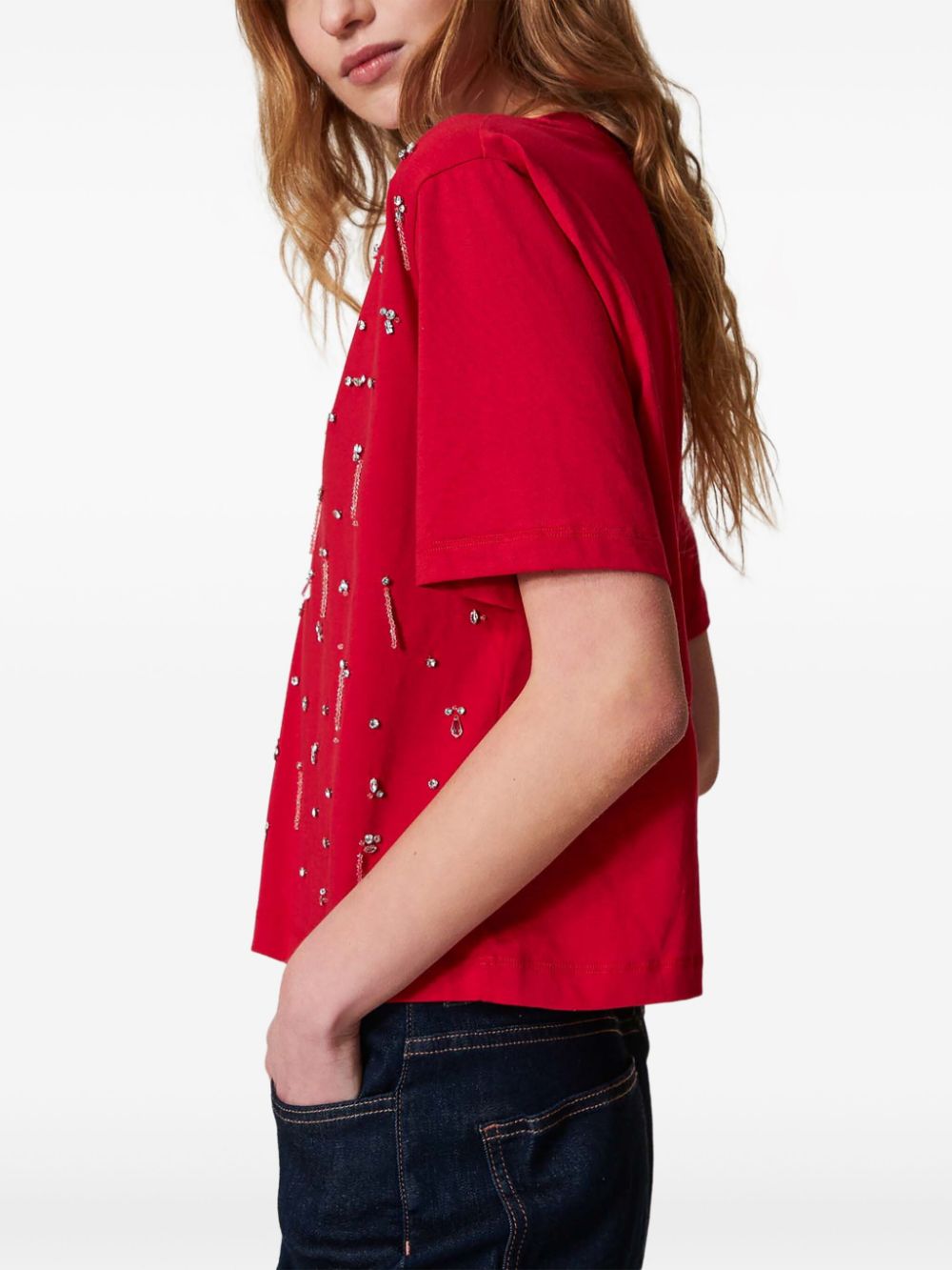 TWINSET T-shirt met borduurwerk - Rood